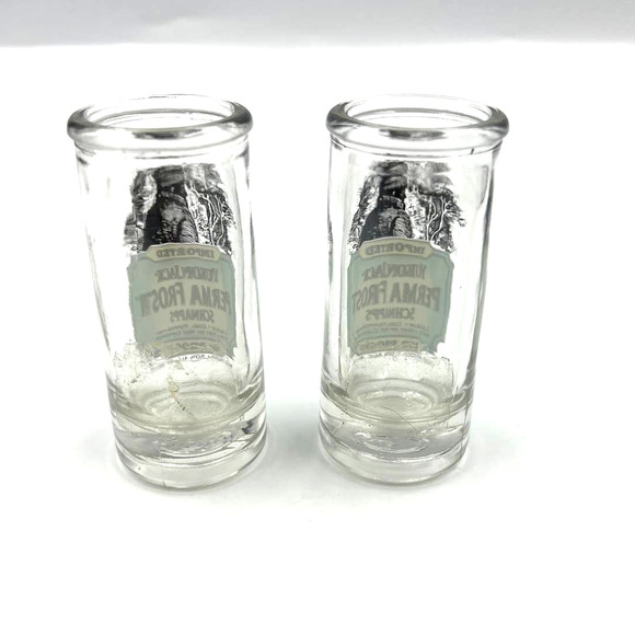 Vintage Yukon Jack Perma Frost Schnapps 100 Proof EMPTY Shot Glasses 2 Set - Picture 2 of 10